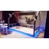 Łóżko domek z barierkami Bella w stylu skandynawskim LED, Bluetooth