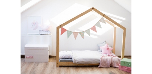 Łóżko drewniane Domek Mila dla dzieci