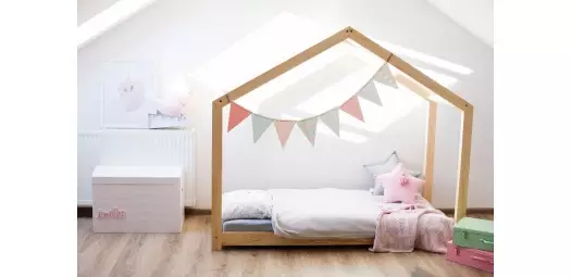 Łóżko drewniane Domek Mila dla dzieci