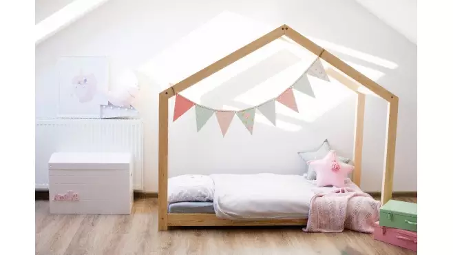 Łóżko drewniane Domek Mila dla dzieci