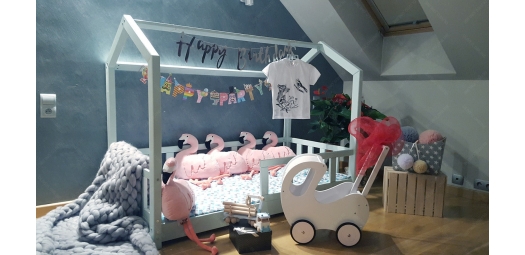 Łóżko domek Bella w stylu skandynawskim Miętowe