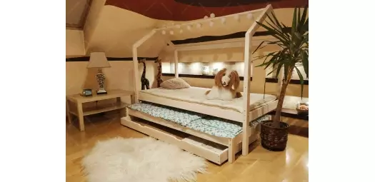 Łóżko domek Bella Szufladą i drugim spaniem